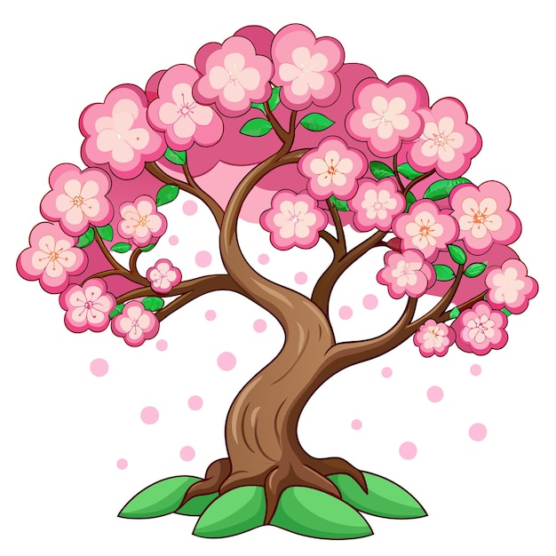 un árbol con flores de cereza en él y una imagen de una flor de cereza