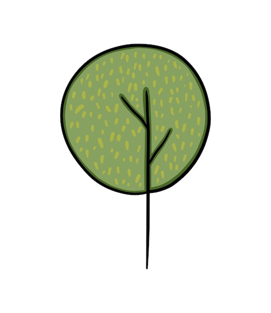 Árbol con follaje en el tronco planta naturaleza bosque garabato lineal dibujos animados para colorear