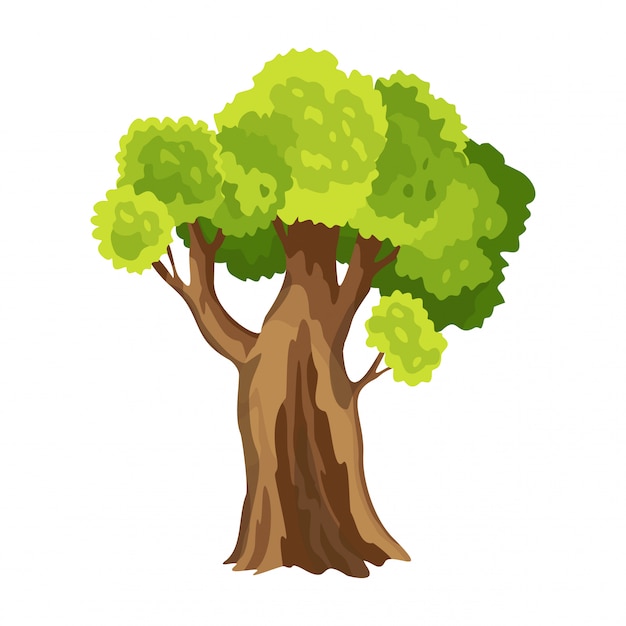 Árbol con follaje verde. Árbol estilizado abstracto. Follaje de acuarela