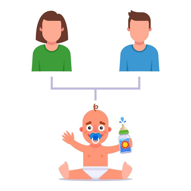 Vector árbol genealógico de los padres del niño