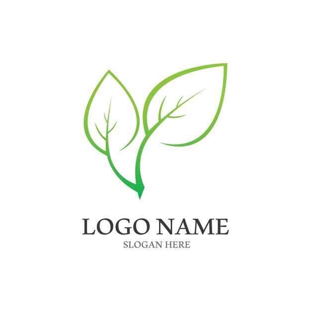 Árbol hoja vector logo diseño eco amigable concepto