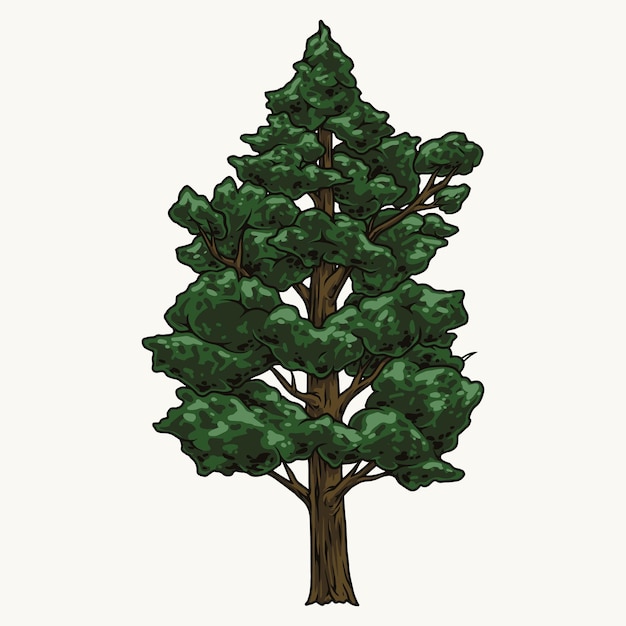 Árbol con hojas verdes plantilla vintage