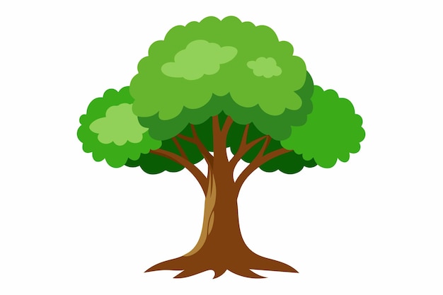 Un árbol con hojas verdes y tronco marrón