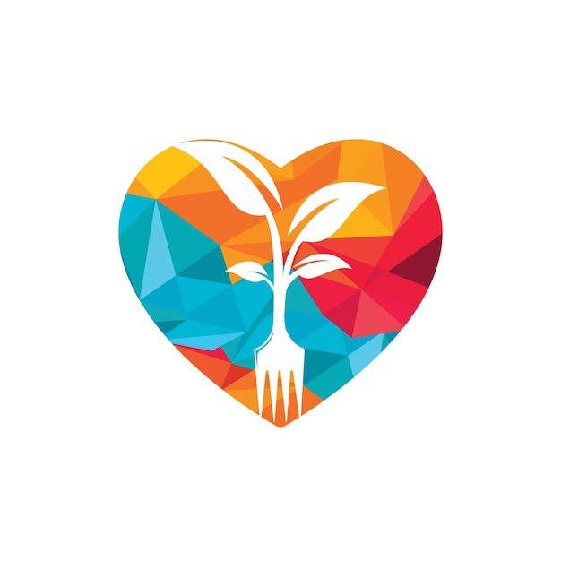 Árbol de horquilla con diseño de logotipo vectorial en forma de corazón
