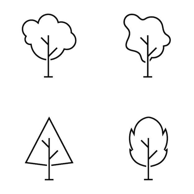 Árbol icono línea arte vector ilustración plantilla diseño