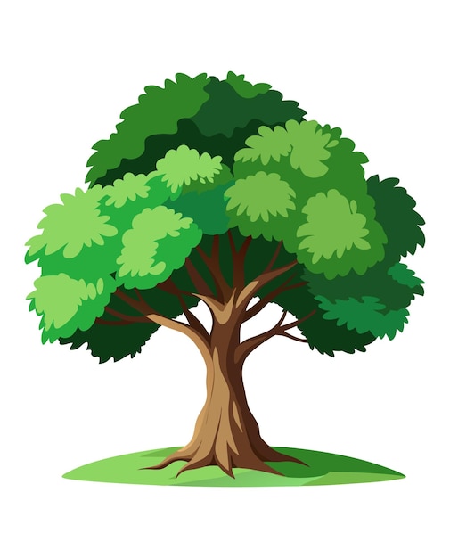 un árbol con una imagen de dibujos animados de un árbol con un fondo blanco