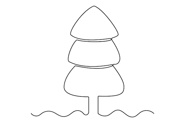 Árbol de invierno Una línea continua dibujando sobre un fondo blanco Ilustración vectorial