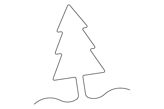 Árbol de invierno Una línea continua dibujando sobre un fondo blanco Ilustración vectorial
