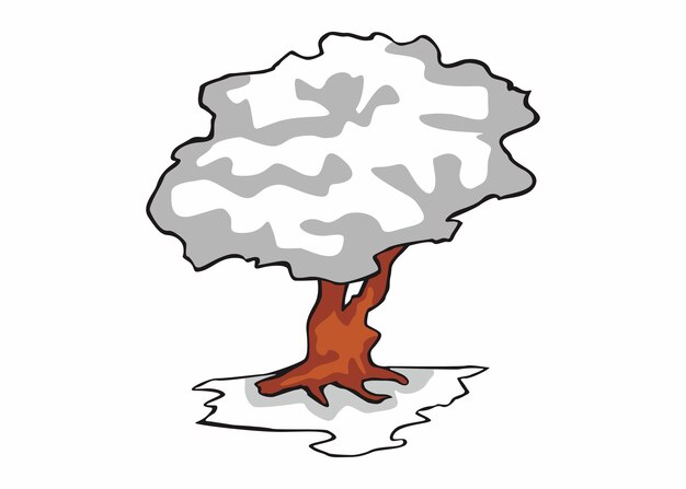 Vector Árbol de invierno con vector de nieve