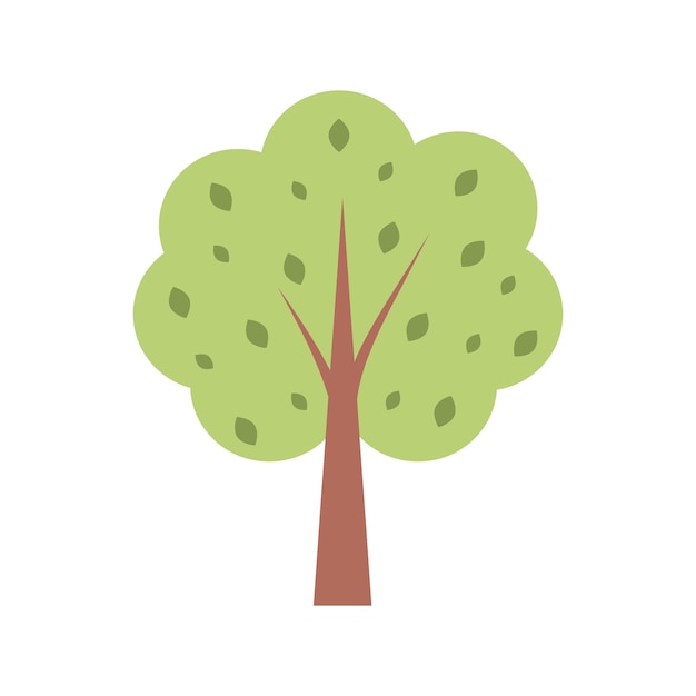 Árbol lindo Ilustración vectorial aislada en fondo blanco