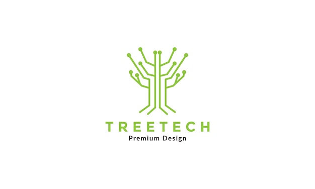 Árbol con líneas tecnología conectar logo vector símbolo icono ilustración diseño