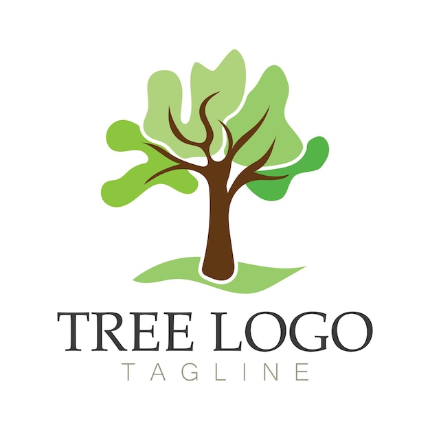 Árbol, logotipo, icono, vector, ilustración, design., vector, silueta, de, un, árbol, plantillas, de, árbol, logotipo, y, raíces, árbol de la vida, diseño, ilustración