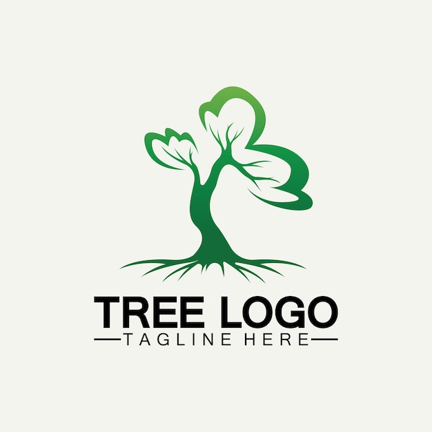 Árbol, logotipo, icono, vector, ilustración, design., vector, silueta, de, un, árbol, plantillas, de, árbol, logotipo, y, raíces, árbol de la vida, diseño, ilustración