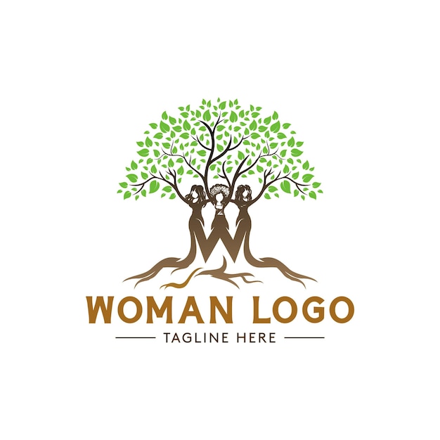 Vector Árbol con logotipo de mujer para un concepto de diseño vectorial