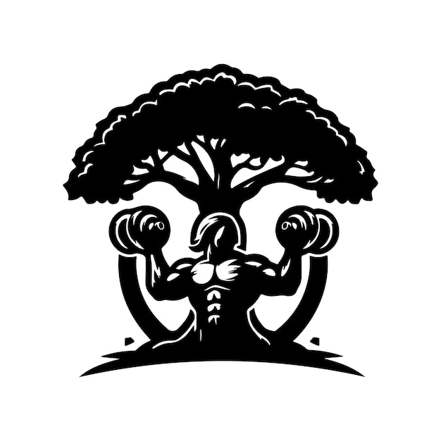 árbol de madera de hierro de un vector de silueta