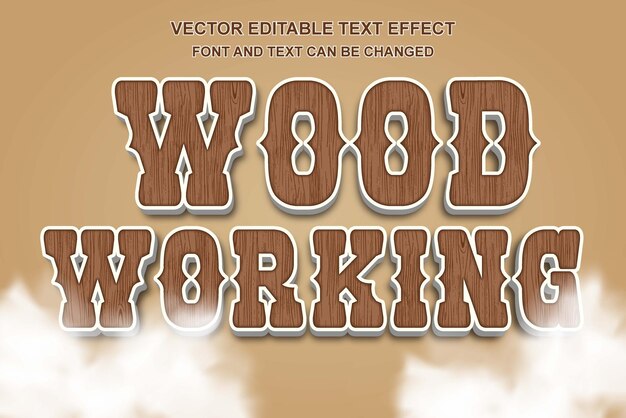 árbol de madera de trabajo de madera tipografía vintage occidental diseño de plantilla de estilo de efecto de texto editable