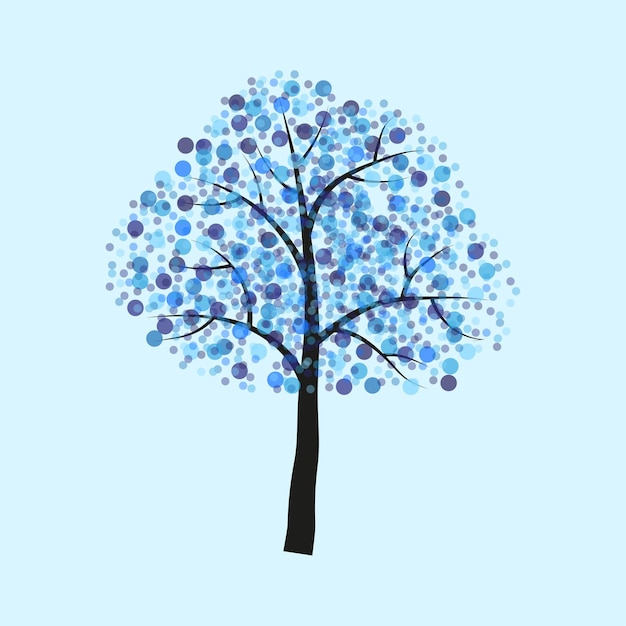 Vector Árbol manchas azules pintura diseño icono vector ilustración