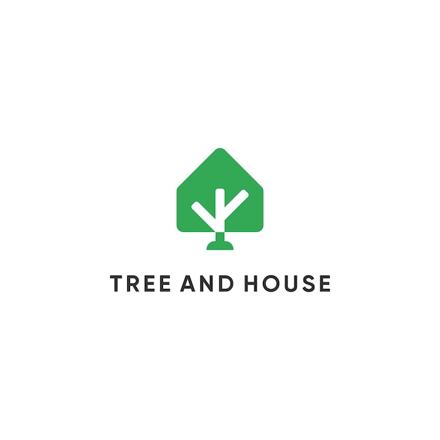 Árbol mínimo y logotipo de casa simple.