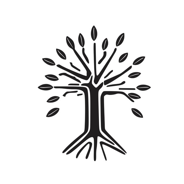 Árbol moderno ilustración logo silueta hecha a mano