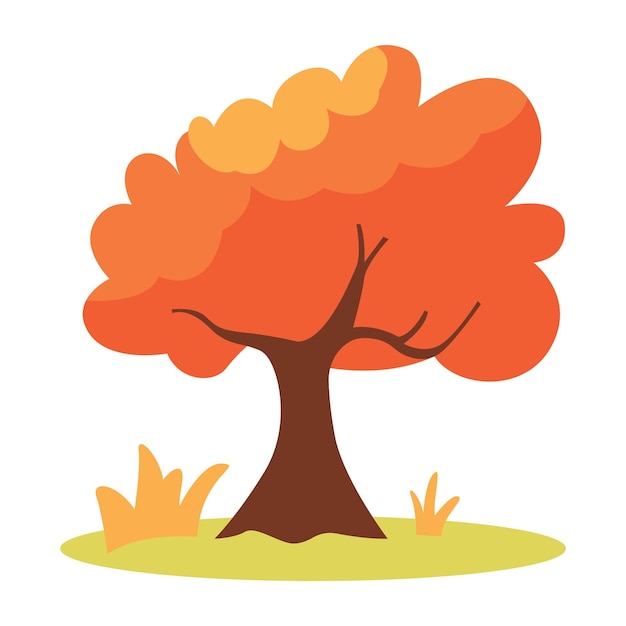 Árbol de naranja natural en el bosque en otoño