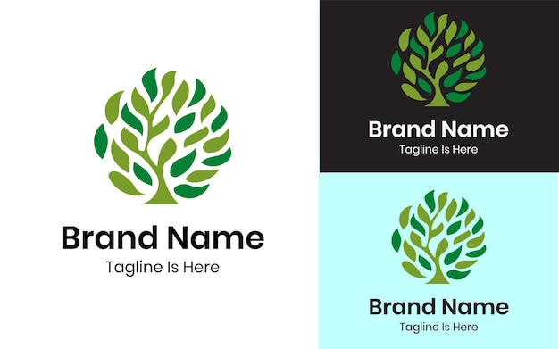 árbol natural con diseño de logotipo de hoja