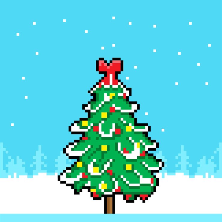 Vector árbol de navidad abstracto con copos de nieve