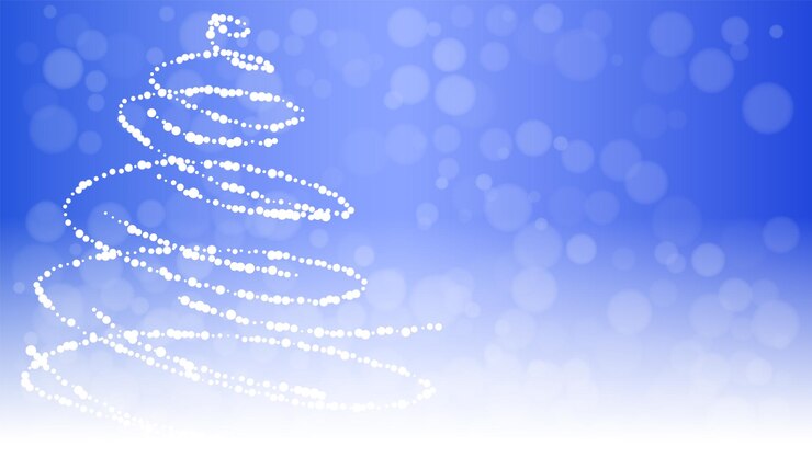 Vector árbol de navidad abstracto formado por luces bokeh blancas en un fondo de gradiente azul el diseño crea un concepto navideño festivo y moderno ilustración vectorial