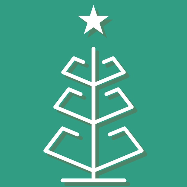 Árbol de Navidad con adornos estrella icono plano para aplicaciones y sitios web Decoraciones de fiesta de feliz año nuevo de vector