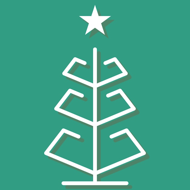 Vector Árbol de navidad con adornos estrella icono plano para aplicaciones y sitios web decoraciones de fiesta de feliz año nuevo de vector