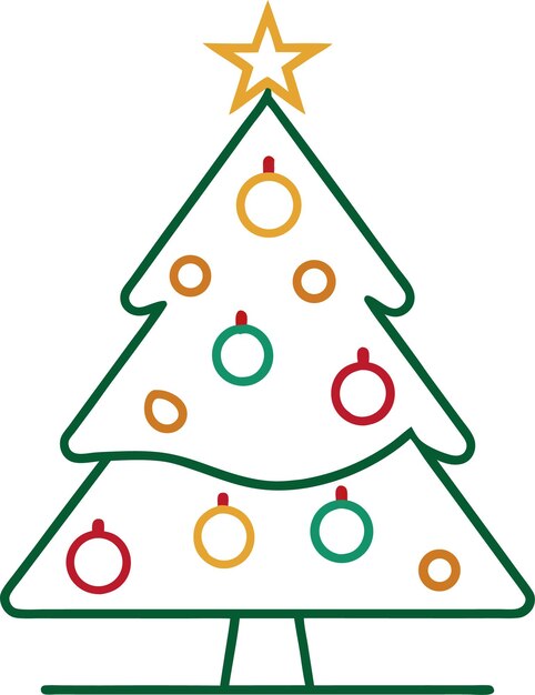 Árbol de Navidad con adornos ilustración de arte de línea