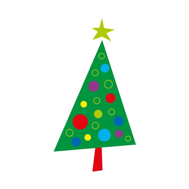 Árbol de Navidad aislado sobre fondo blanco Ilustración vectorial en estilo plano