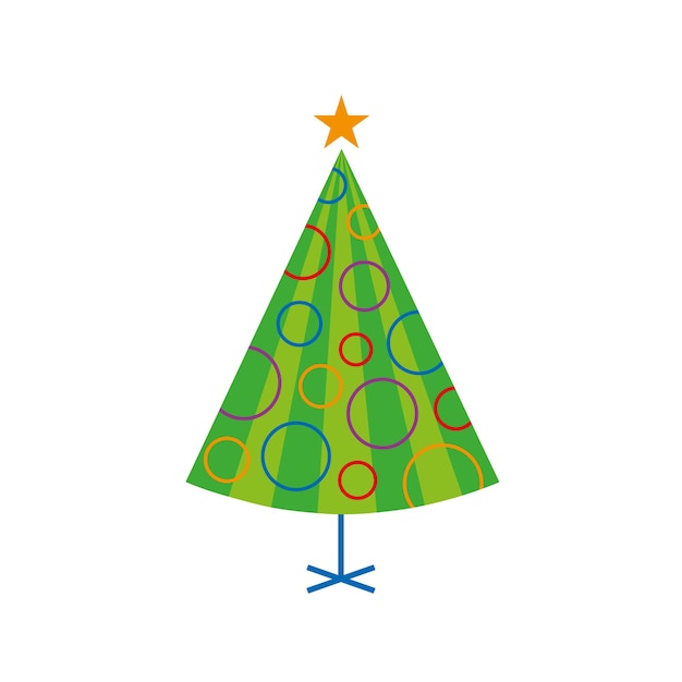 Árbol de Navidad aislado sobre fondo blanco Ilustración vectorial en estilo plano