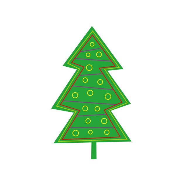 Árbol de Navidad aislado sobre fondo blanco Ilustración vectorial en estilo plano