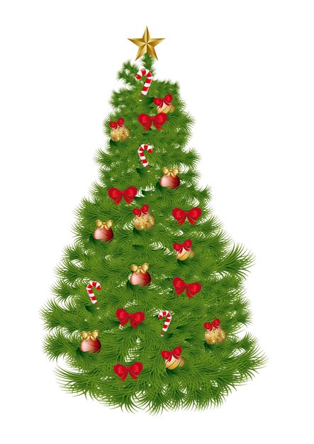 árbol de Navidad aislado sobre fondo blanco ilustración vectorial