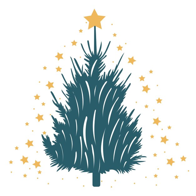 Árbol de navidad árbol de año nuevo en estilo plano aislado