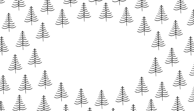 Árbol de Navidad Árbol de navidad pintado en estilo doodle plantilla de marco para tarjeta de regalo de postal