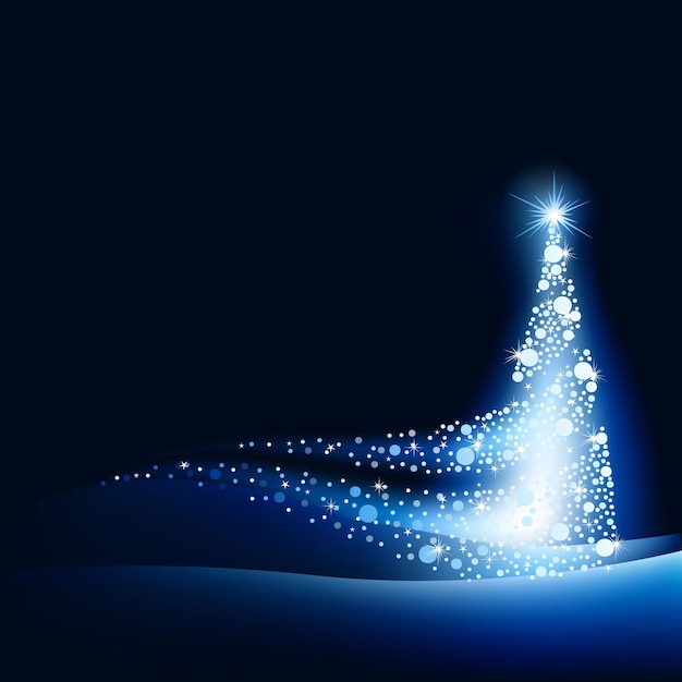 Árbol de Navidad azul mágico que brilla intensamente