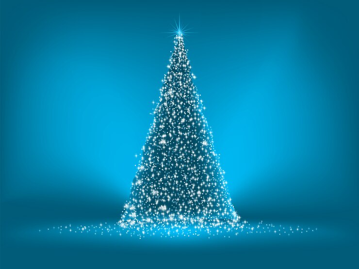 Vector árbol de navidad azul sobre azul.