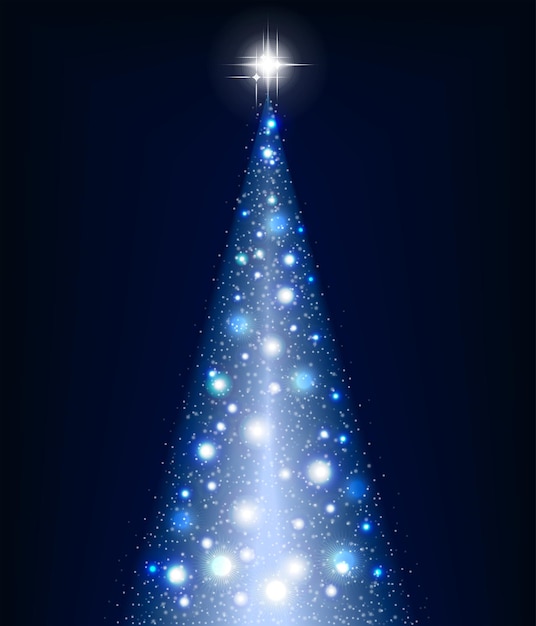 Árbol de Navidad azul sobre un fondo negro