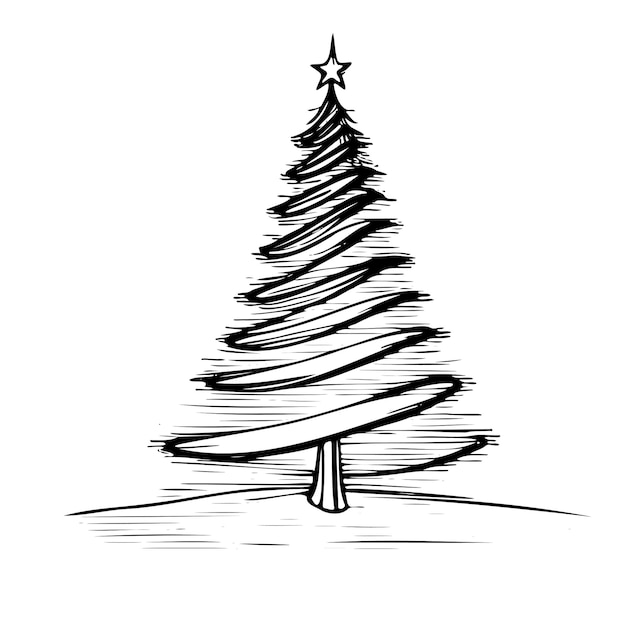 Árbol de Navidad blanco y negro con una estrella en la parte superior