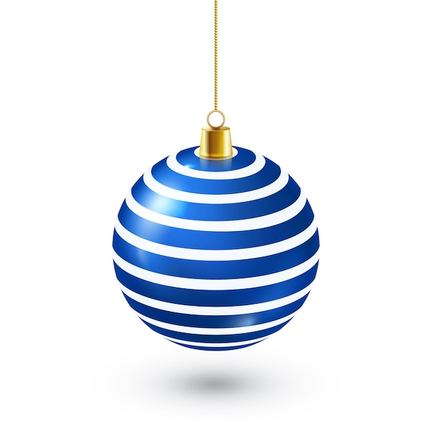 Vector Árbol de navidad bola azul brillante decoración de año nuevo temporada de invierno vacaciones de diciembre regalo de felicitación