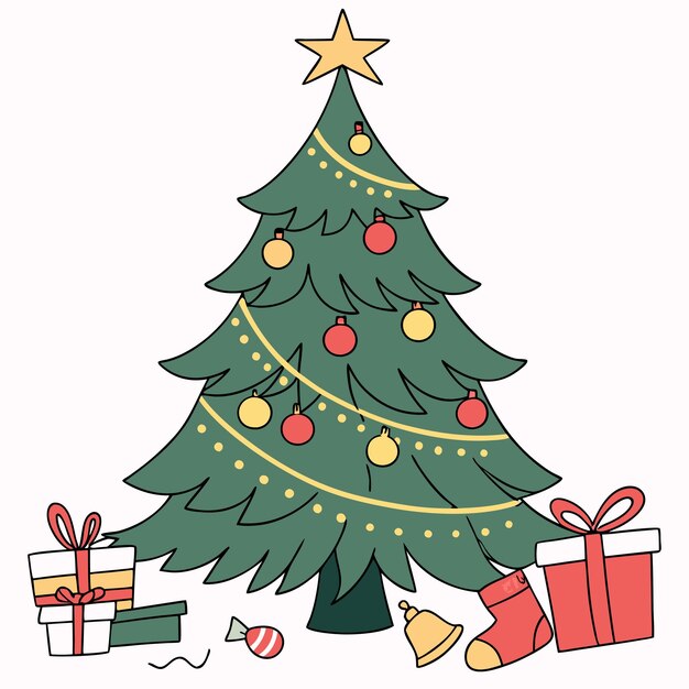 Árbol de Navidad con bolas de estrella de Navidad y luces G Art