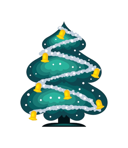 árbol de navidad y bolas ilustración aislada