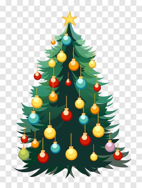 Árbol de Navidad bolas de Navidad en fondo transparente Ilustración vectorial eps10