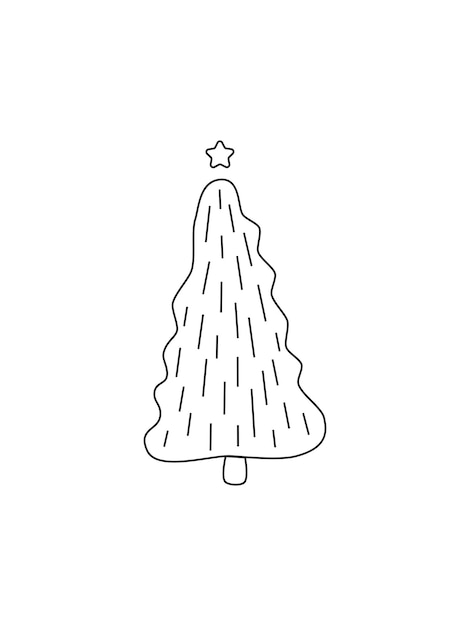 Árbol de navidad bosquejo silueta minimalismo simple vector ilustración formas garabato blanco y negro