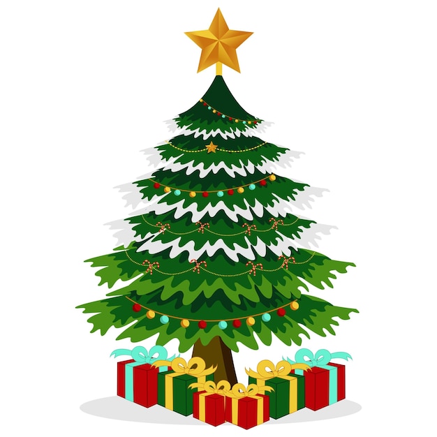 Árbol de Navidad con caja de regalo.