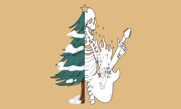 Árbol de Navidad y calaveras Árbol de navidad Creativo para niños Papel de nieve Tema de Navidad Vector