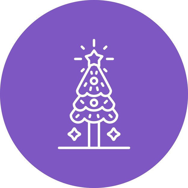 un árbol de Navidad en un círculo púrpura