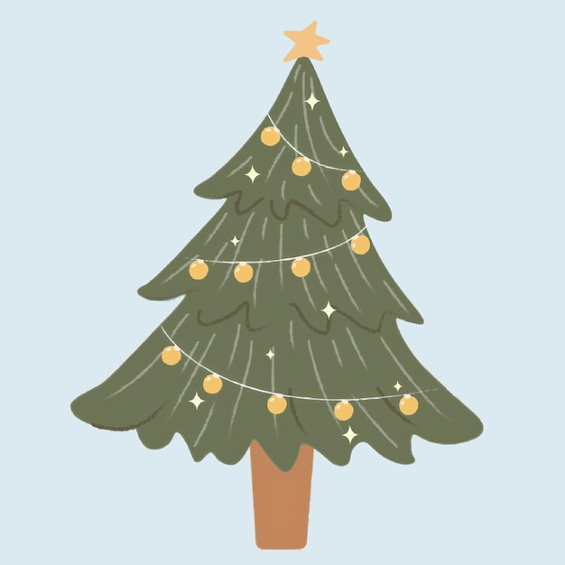 Árbol de Navidad clásico con adornos dorados Ilustración vectorial
