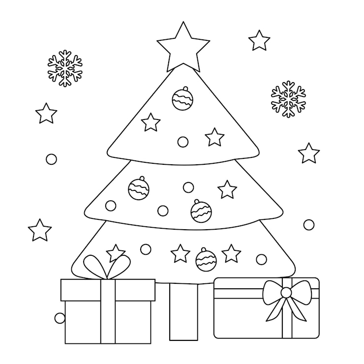 Vector árbol de navidad para colorear ilustración de la página